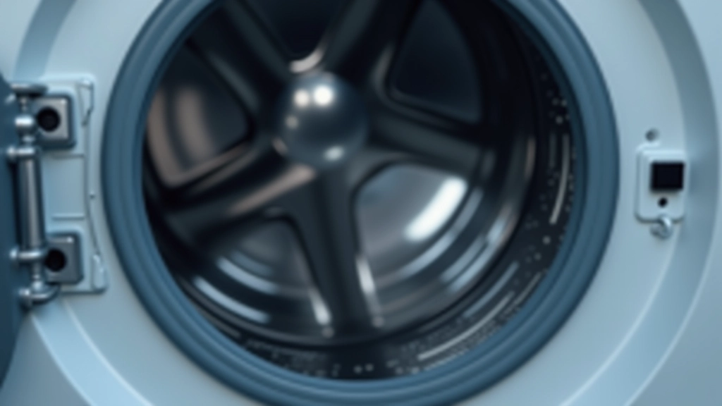 Close-up view of washing machine drum seal and water inlet valve components