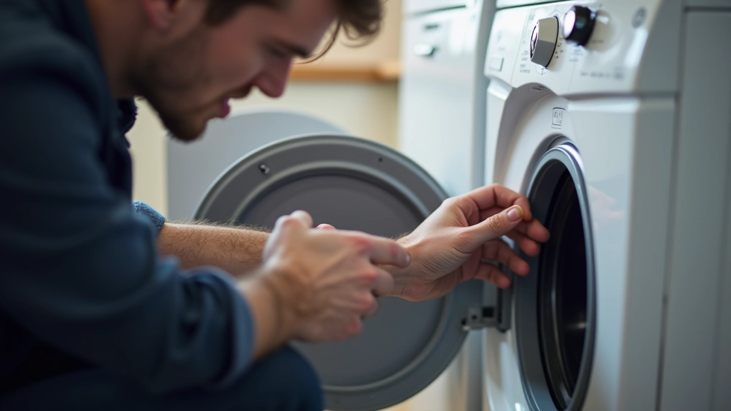 Technician working on washing machine repair